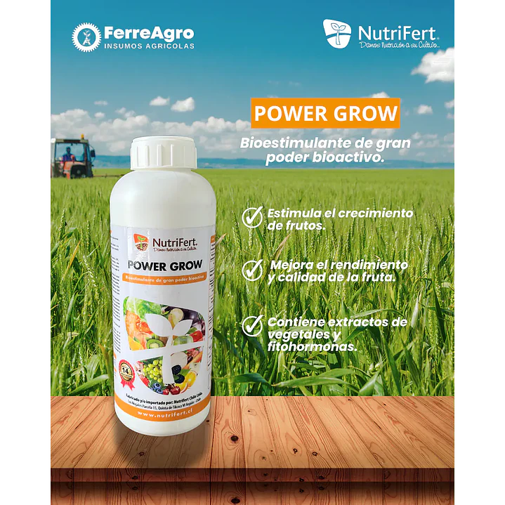 BIOESTIMULANTE POWER GROW / EXTRACTOS ORGÁNICOS Y FITOHORMONAS 1L - NUTRIFERT 1