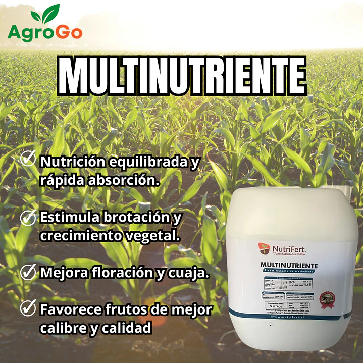 BIOESTIMULANTE MULTINUTRIENTE / COMPUESTOS ORGANICOS NATURALES 5L - NUTRIFERT 1