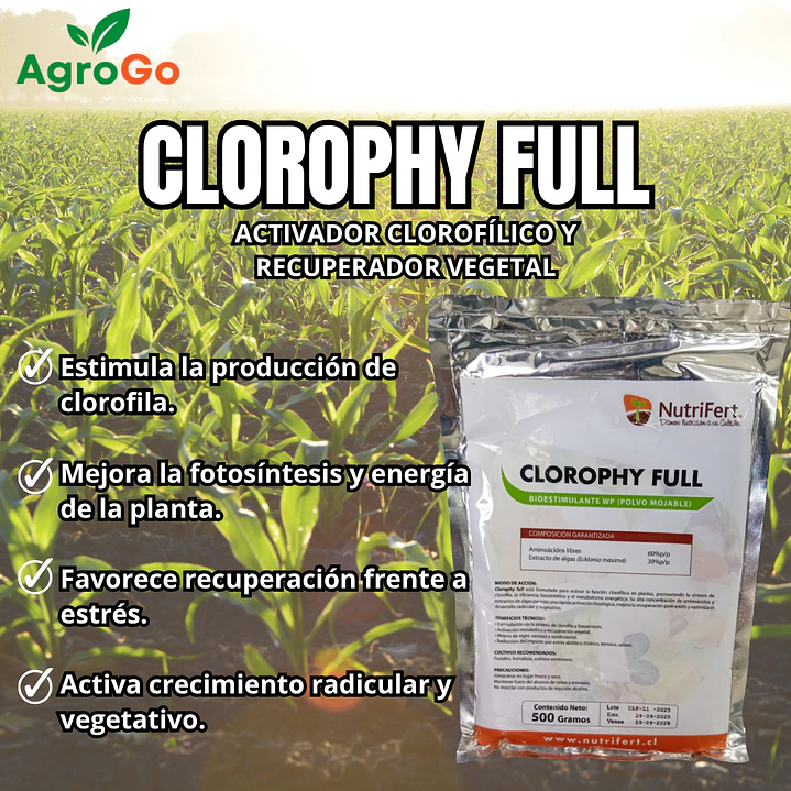 CLOROPHY FULL / ACTIVADOR CLOROFÍLICO Y RECUPERADOR VEGETAL  500gr - NUTRIFERT 1