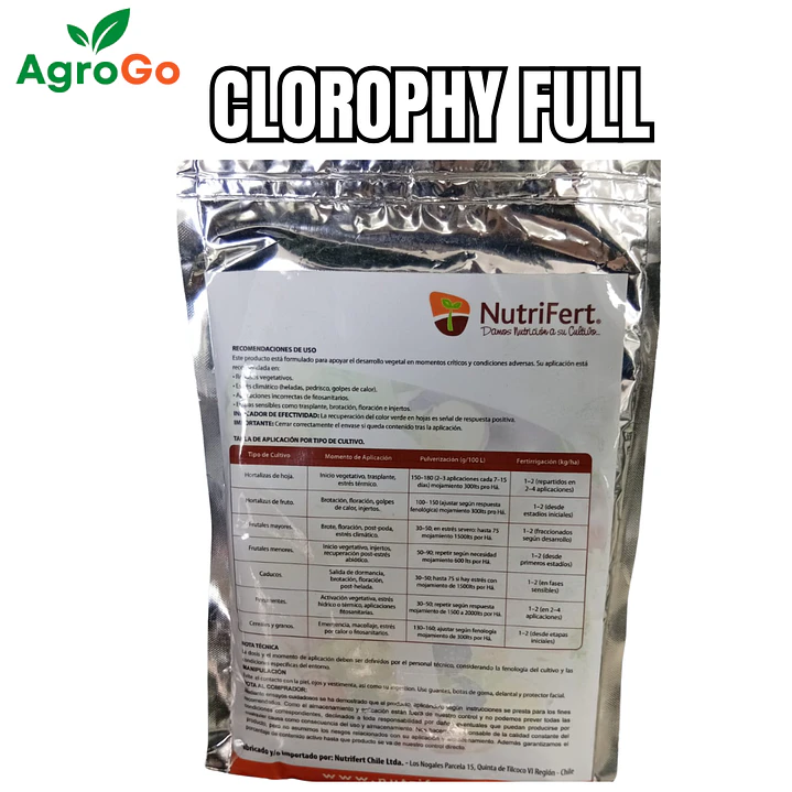 CLOROPHY FULL / ACTIVADOR CLOROFÍLICO Y RECUPERADOR VEGETAL  500gr - NUTRIFERT 2