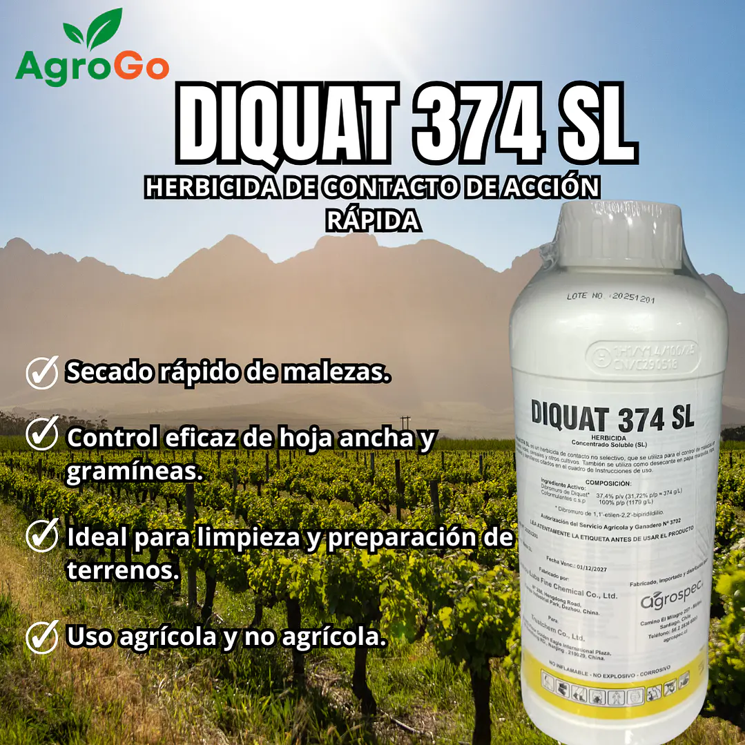 Herbicida Diquat 374 SL 1L 1