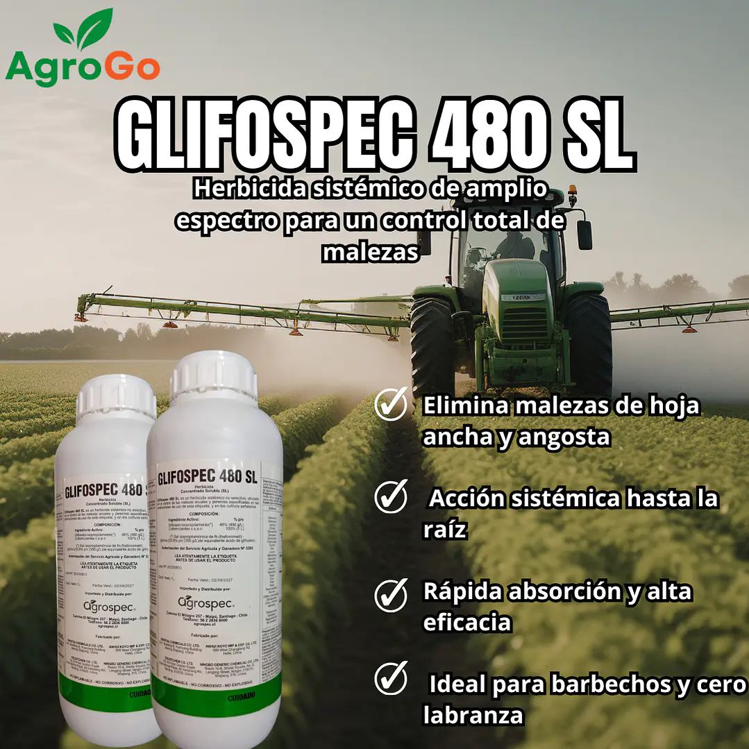 Pack 2 Herbicida Glifosato Glifospec 480 1L 1