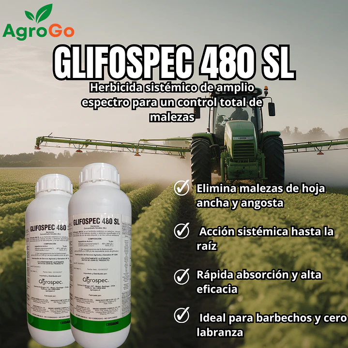 Pack 2 Herbicida Glifosato Glifospec 480 1L 1