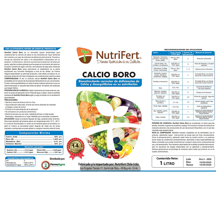 BIOESTIMULANTE CALCIO-BORO 20 LITROS NUTRIFERT  2