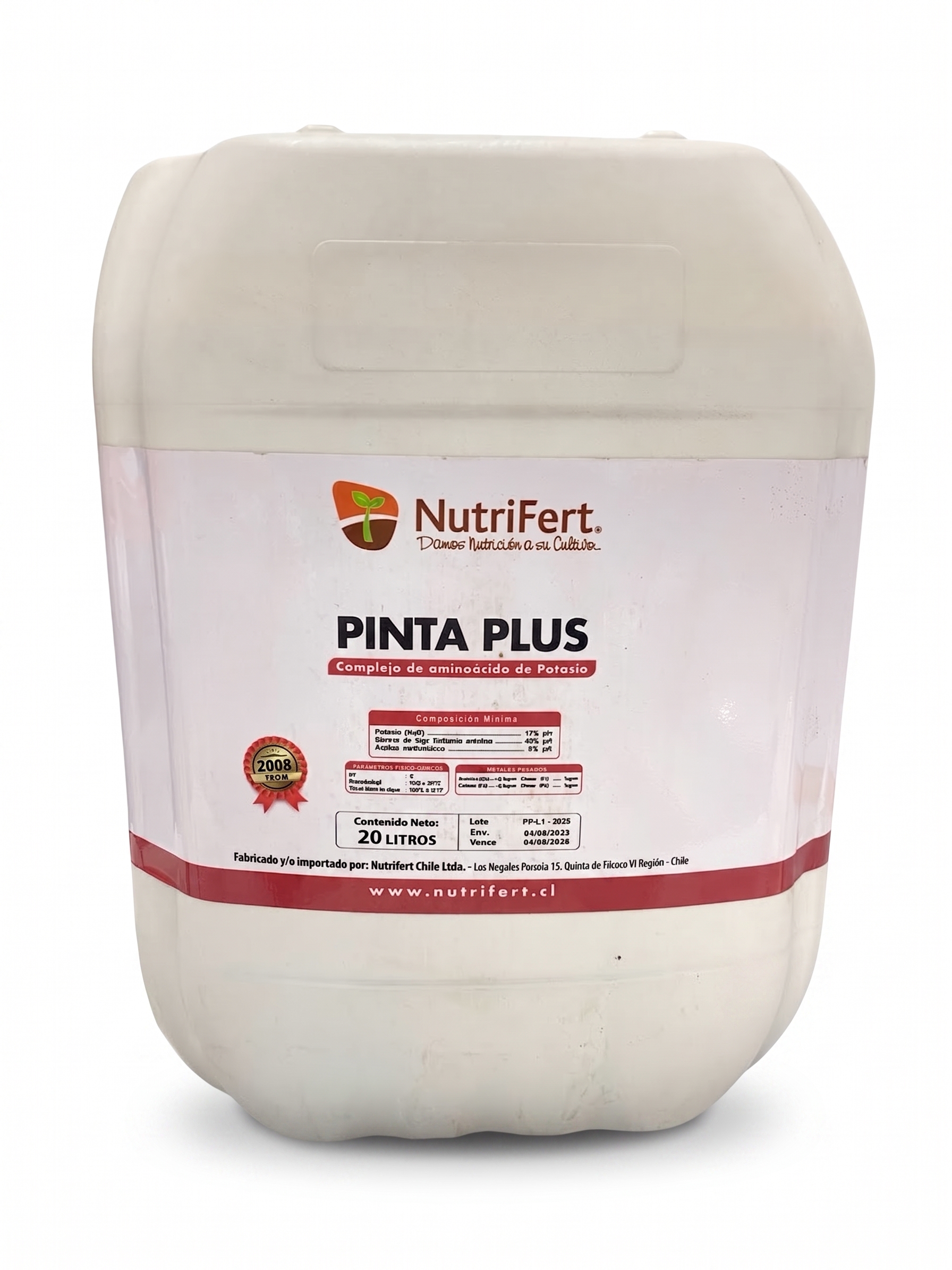 BIOESTIMULANTE PINTA PLUS, POTASIO CON ALGAS Y ACIDOS CARBOXILICOS - 20 LITROS NUTRIFERT