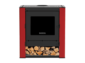 Calefactor Bosca a Leña Gold 500 Burdeo Black Vision CERT – Alto Rendimiento para 220 m²