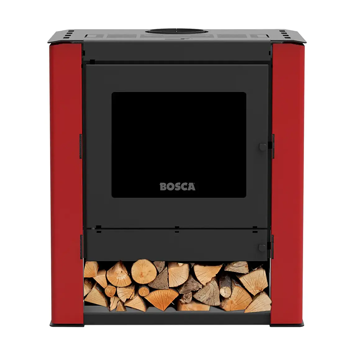 Calefactor Bosca a Leña Gold 500 Burdeo Black Vision CERT – Alto Rendimiento para 220 m² 1