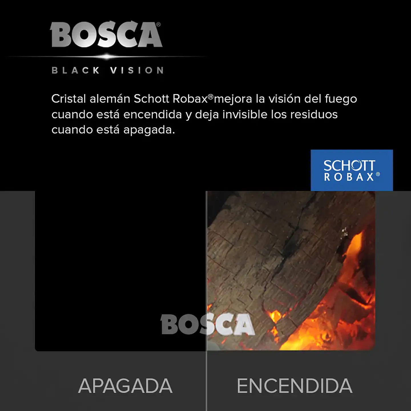 Calefactor Bosca a Leña Gold 500 Burdeo Black Vision CERT – Alto Rendimiento para 220 m² 5