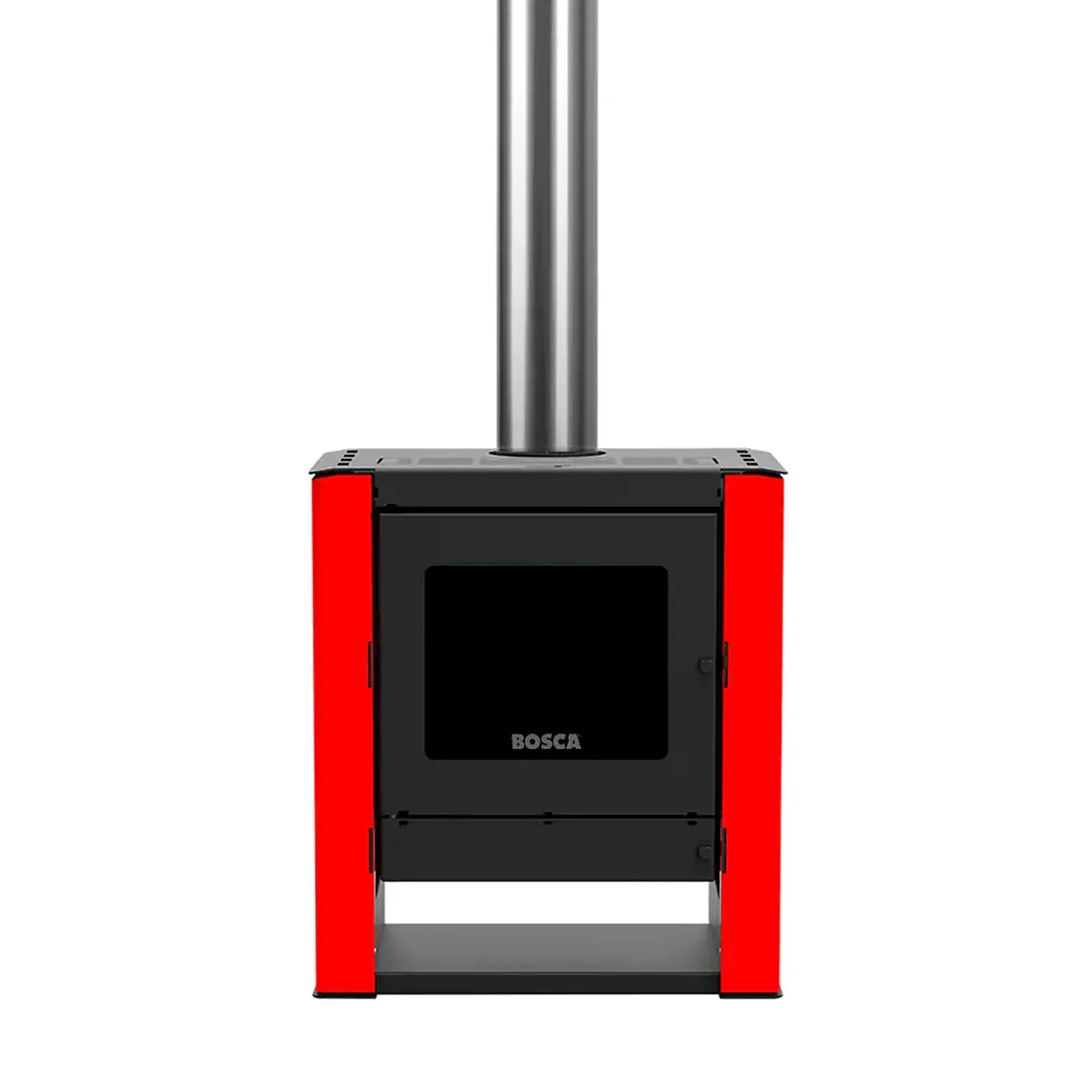 Calefactor a Leña Bosca Gold 500 Rojo Black Vision CERT – Máxima Potencia y Diseño Panorámico 3