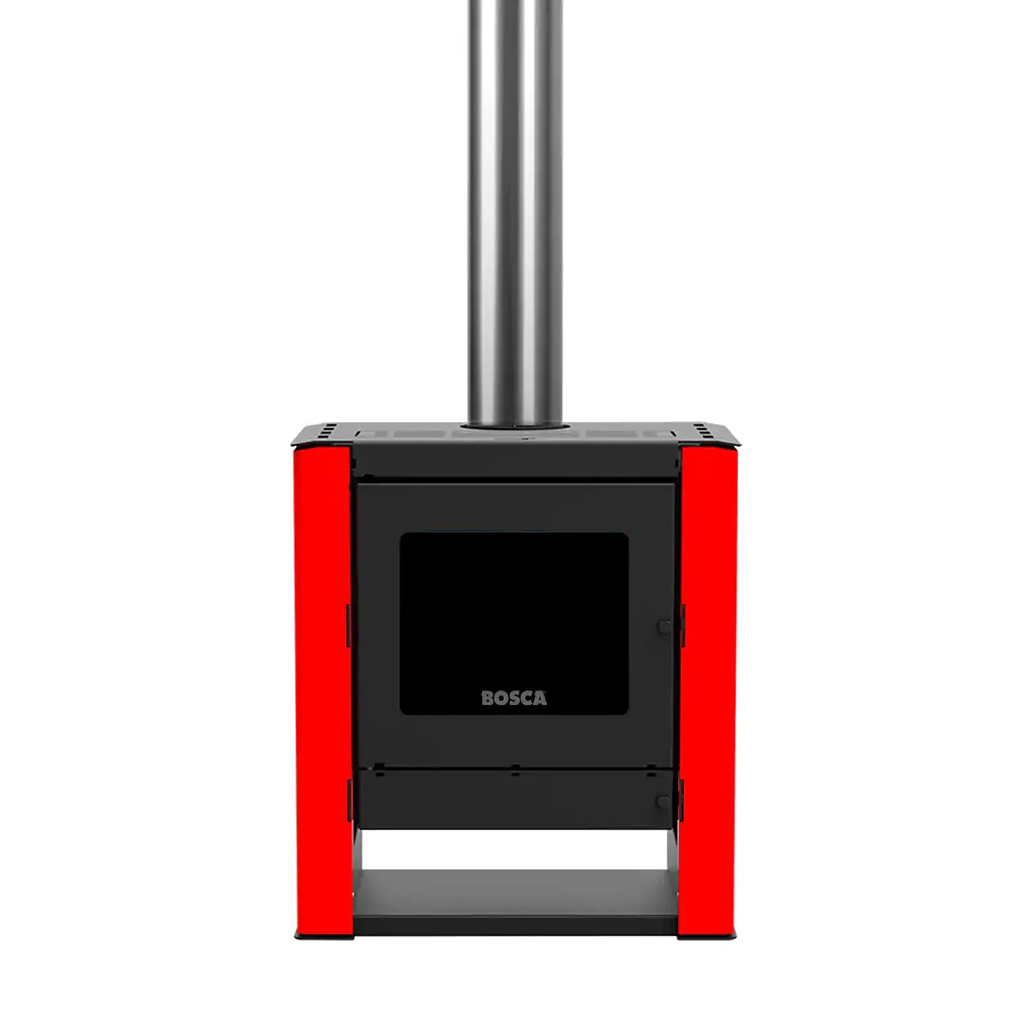 Calefactor a Leña Bosca Gold 500 Rojo Black Vision CERT – Máxima Potencia y Diseño Panorámico 3
