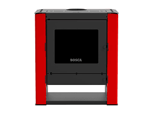 Calefactor a Leña Bosca Gold 500 Rojo Black Vision CERT – Máxima Potencia y Diseño Panorámico