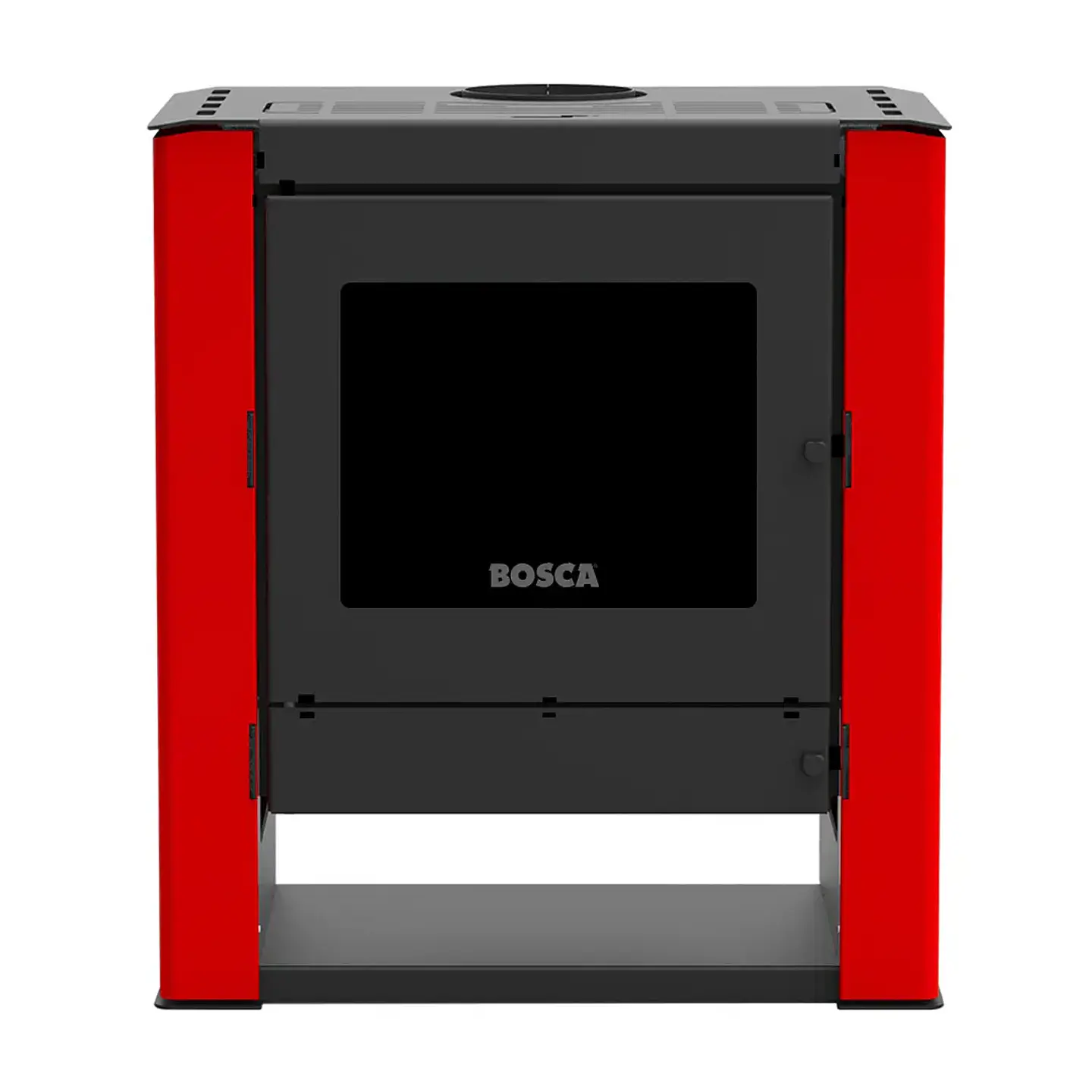 Calefactor a Leña Bosca Gold 500 Rojo Black Vision CERT – Máxima Potencia y Diseño Panorámico 2