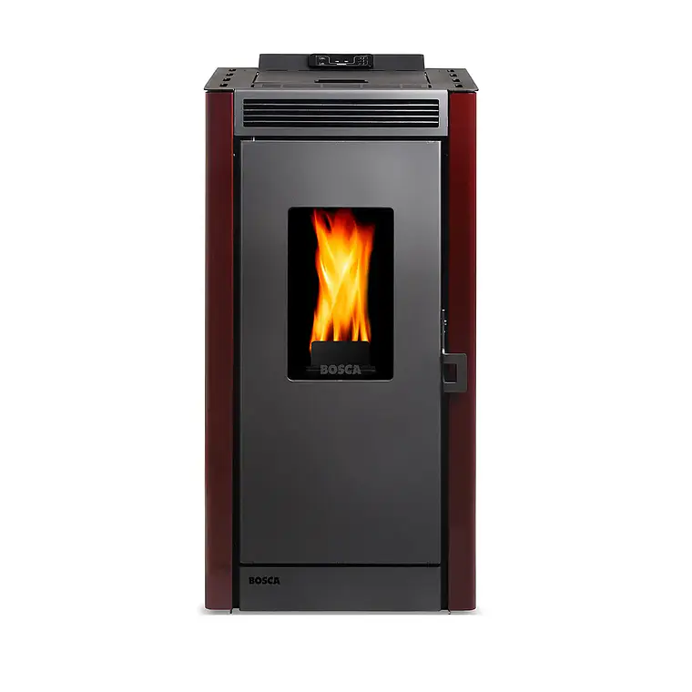 Calefactor a Pellet Bosca Black Vision Burdeo – Diseño Panorámico y Alta Eficiencia 1
