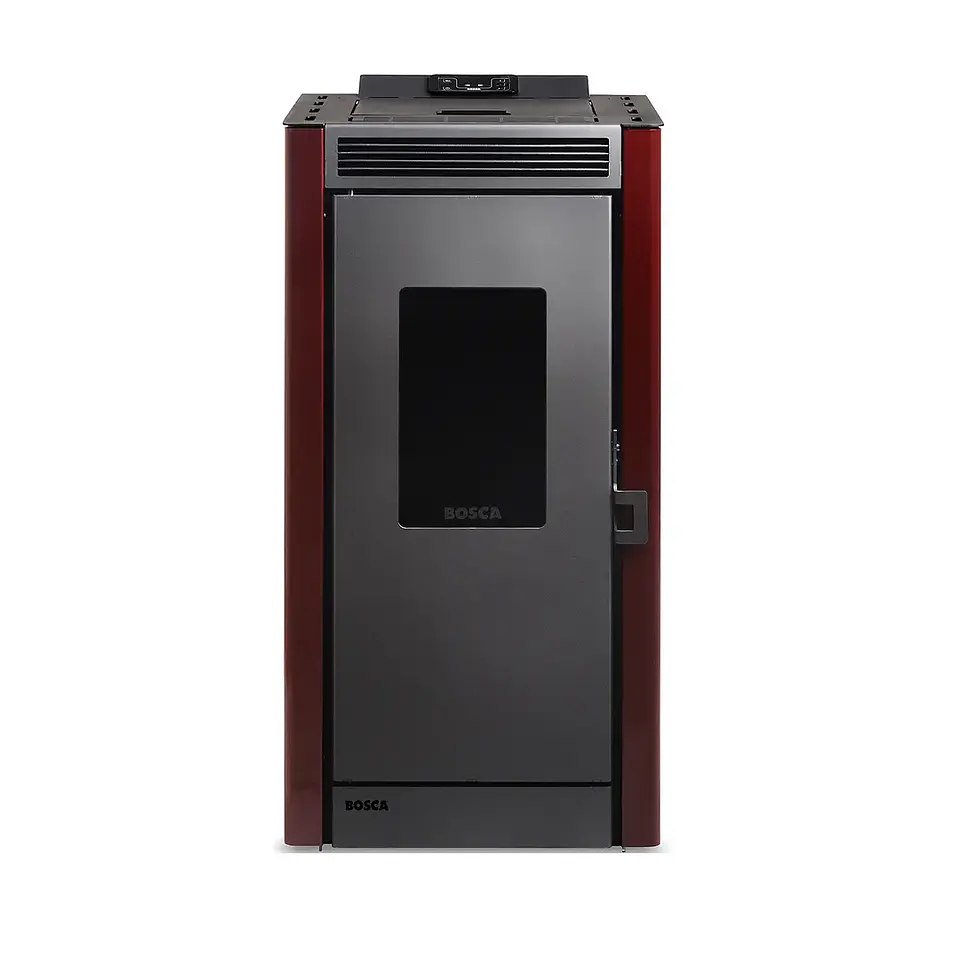Calefactor a Pellet Bosca Black Vision Burdeo – Diseño Panorámico y Alta Eficiencia 3