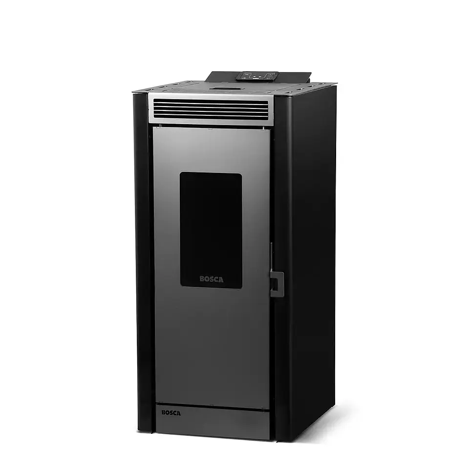 Calefactor a Pellet Bosca Black Vision Negro – Diseño Panorámico y Alta Eficiencia 3