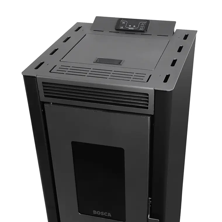 Calefactor a Pellet Bosca Black Vision Negro – Diseño Panorámico y Alta Eficiencia 9