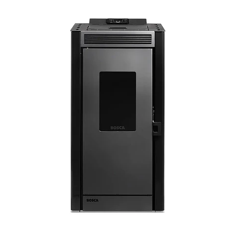 Calefactor a Pellet Bosca Black Vision Negro – Diseño Panorámico y Alta Eficiencia