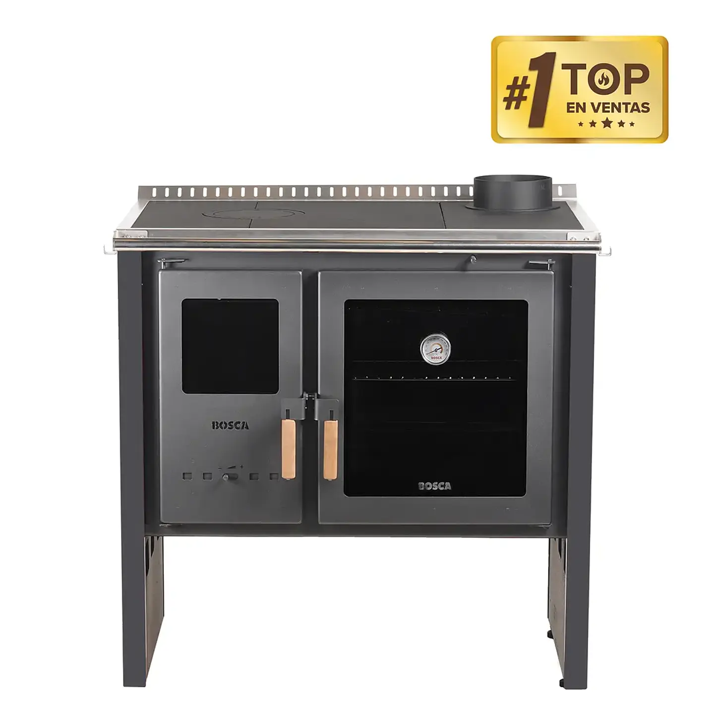 Cocina a Leña Bosca Hestia 90 Charcoal | Calefacción y cocina eficiente con horno de gran capacidad 8