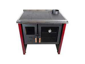 Cocina a Leña Bosca Hestia 90 Roja – Calefacción y Cocción Eficiente para el Hogar