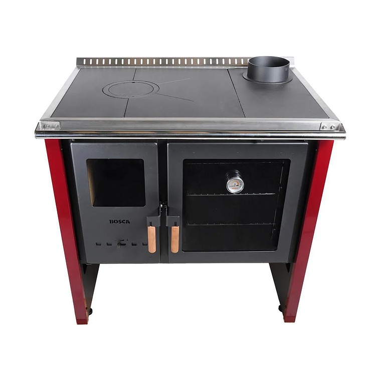 Cocina a Leña Bosca Hestia 90 Roja – Calefacción y Cocción Eficiente para el Hogar 1