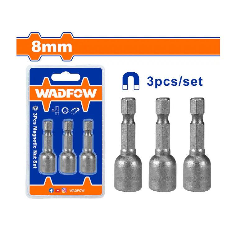 SET 3 ADAPTADORES COPA HEX MAGNETICOS 1/4, 08, 48MM 2