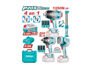 COMBO LLAVES DE IMPACTO INALAMBRICAS 850NM 1350NM+LINTERNA+FOCO 2BATS+CARG+ACCS
