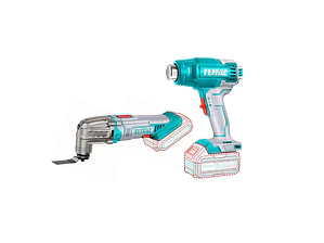 COMBO PISTOLA CALOR + MULTIHERRAMIENTA 20V INALAMBRICA + 1BAT 4AH + 1B 2AH+CARGADOR + MALETA