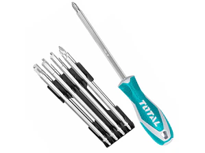 Set Destornillador 18 en 1 Total con Puntas Intercambiables Cr-V Imantado 6.35 mm