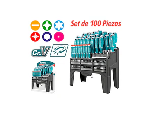 SET DE DESTORNILLADORES DE 100 PIEZAS TOTAL