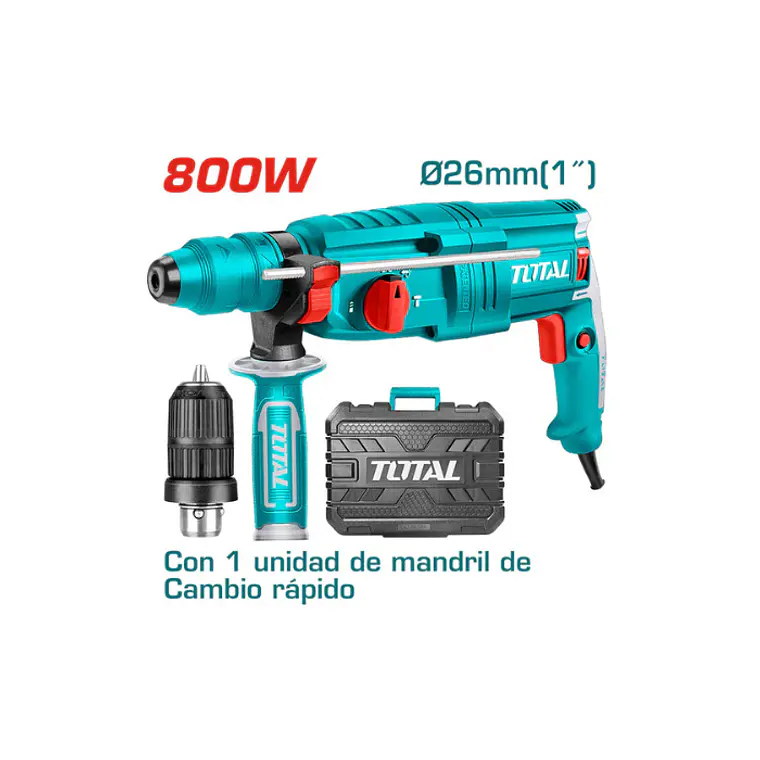 KIT ROTOMARTILLO ELÉCTRICO 800W SDS PLUS + 3 PIEZAS + MALETA 2