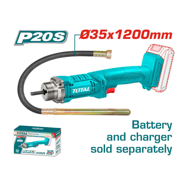 VIBRADOR DE CONCRETO 2300 RPM INALAMBRICO 20V S/B S/C 2