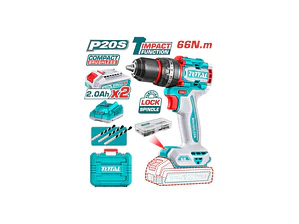 TALADRO PERCUTOR INALAMBRICO 13MM 66NM 20V 2BATS+CARG+ACCS