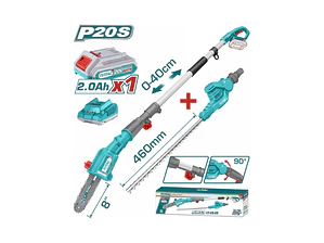 SIERRA + CORTACETOS EXTENDIBLE INALAMBRICA 20V 1B+1C