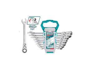 SET LLAVE PUNTA CORONA CON CHICHARRA FLEXIBLE 8 - 10 - 12 -13 -14 -17 - 19MM ST