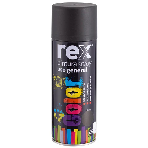 Pintura Spray Uso General Color (Negro Mate)-Rex