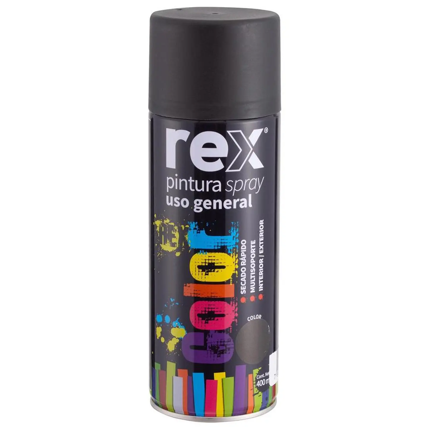 Pintura Spray Uso General Color (Negro Mate)-Rex 1