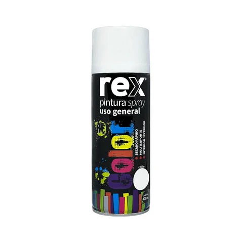 Rex Pintura Spray Uso General Color(Blanco Brillante)