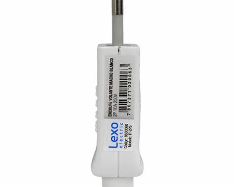 Enchufe Volante Macho Blanco 2P 10A- Lexo