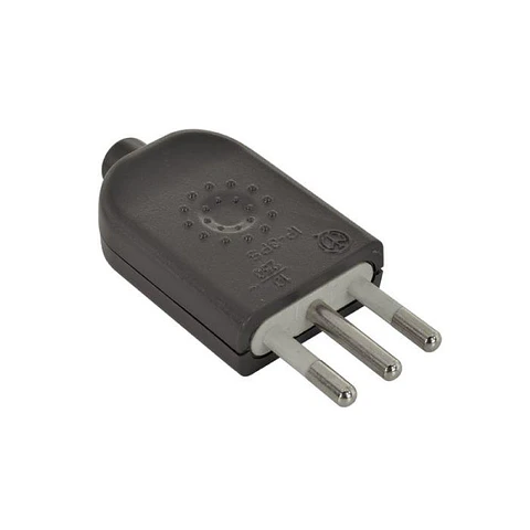 Enchufe Volante Macho Negro 2P+T 10A