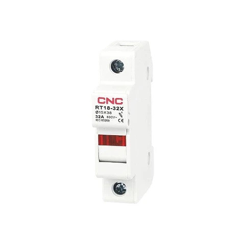 Luz Piloto Roja Con Base Portafusible A Riel Din 10X38 32A - Cnc