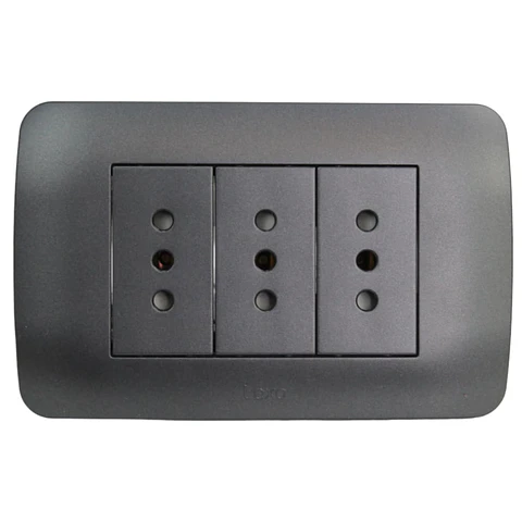 Toma Corriente Triple 10A 250V Grafito Armado