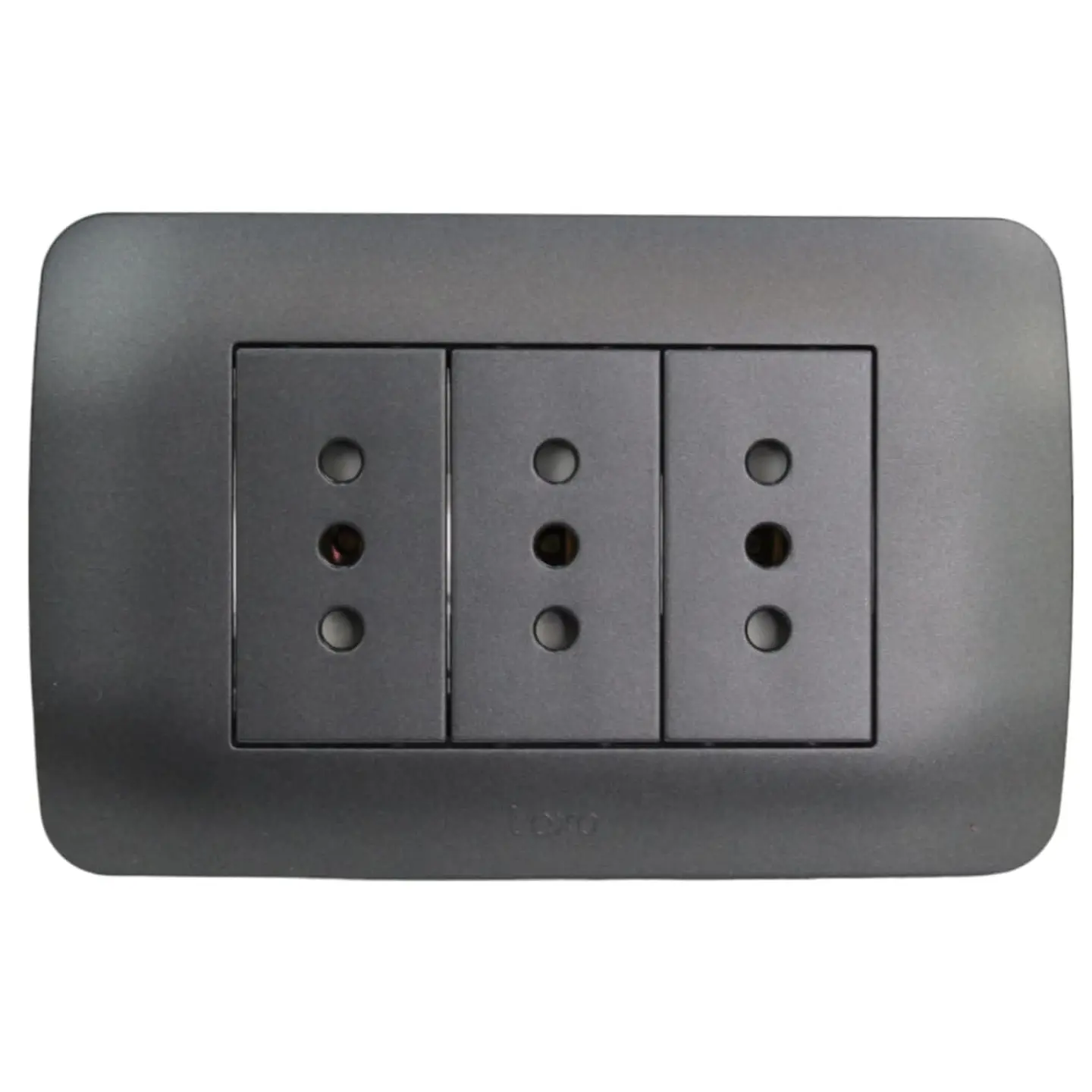 Toma Corriente Triple 10A 250V Grafito Armado 1