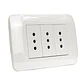 Toma Corriente Triple 10A 250V Blanco Armado - Miniatura 2