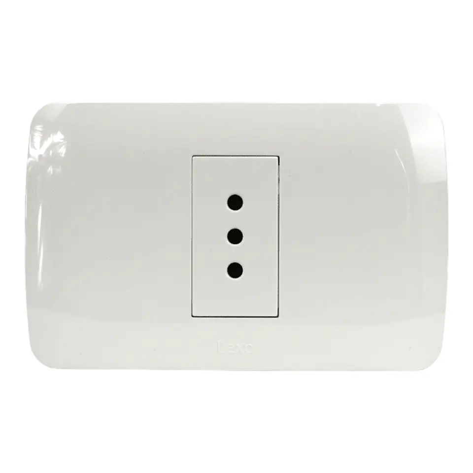 Toma Corriente Simple 10A 250V Blanco Armado 1