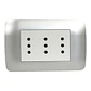 Toma Corriente Triplex 10A 250V Blanco/Plata Armado - Miniatura 1