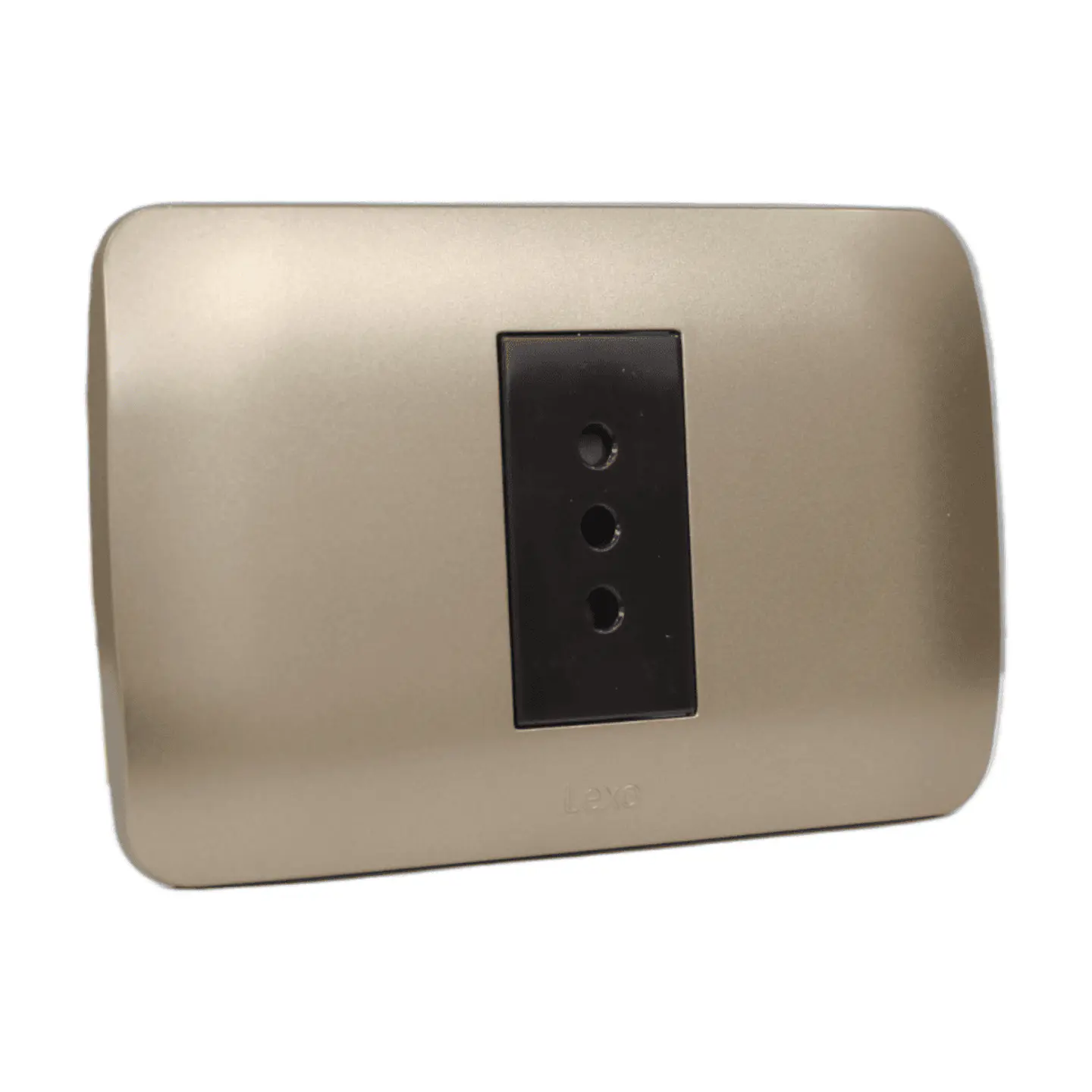 Toma Corriente Simple 10A 250V Café/Titanio Armado 2