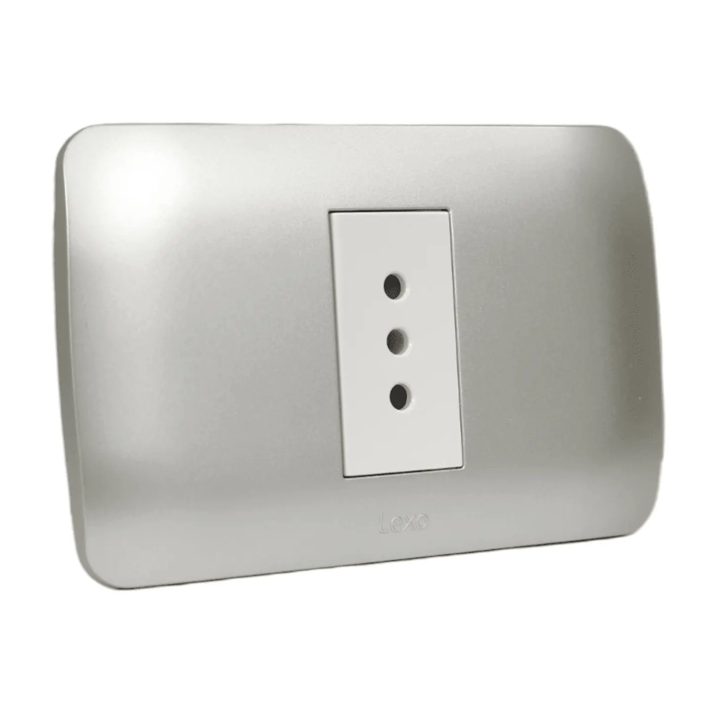 Toma Corriente Simple 10A 250V Blanco/Plata Armado 2