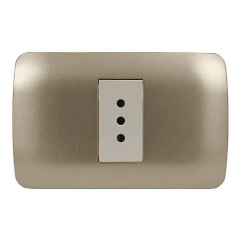 Toma Corriente Simple 10A 250V Beige/Titanio Armado