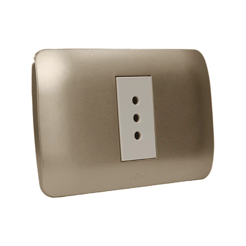 Toma Corriente Simple 10A 250V Beige/Titanio Armado