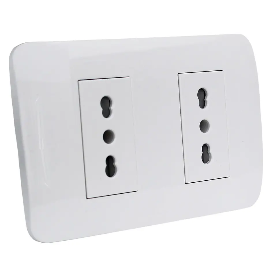 Toma Corriente Doble 10/16A 250V Blanco Armado 2